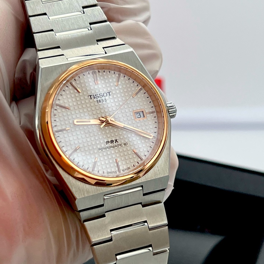 Tissot PRX Powermatic 80 Rose Gold Automatic Men’s Watch. T1374072103100. NWOT